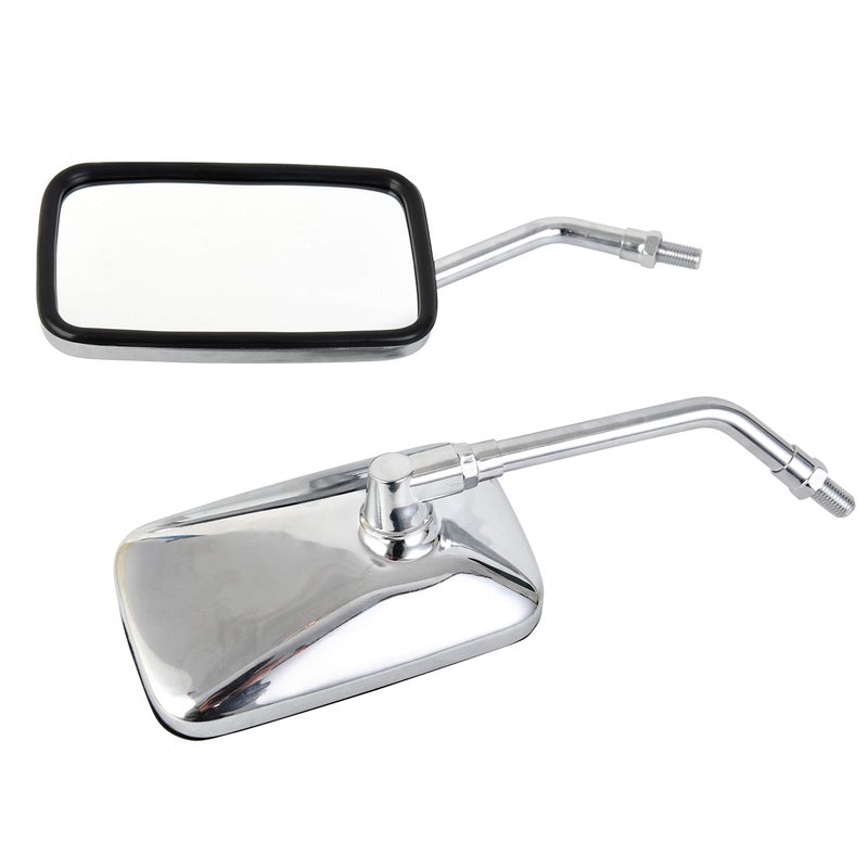 Rawsomes 10 mm Bolt Chrome Motorcycle Universal Handlebar Rear view Side Mirrors Compatible with Harley Kawasaki Suzuki Aprilia Street Bike Cruiser Scooter Mirror SIZE: 125mm X 70mm (Chrome Silver) - Image 3